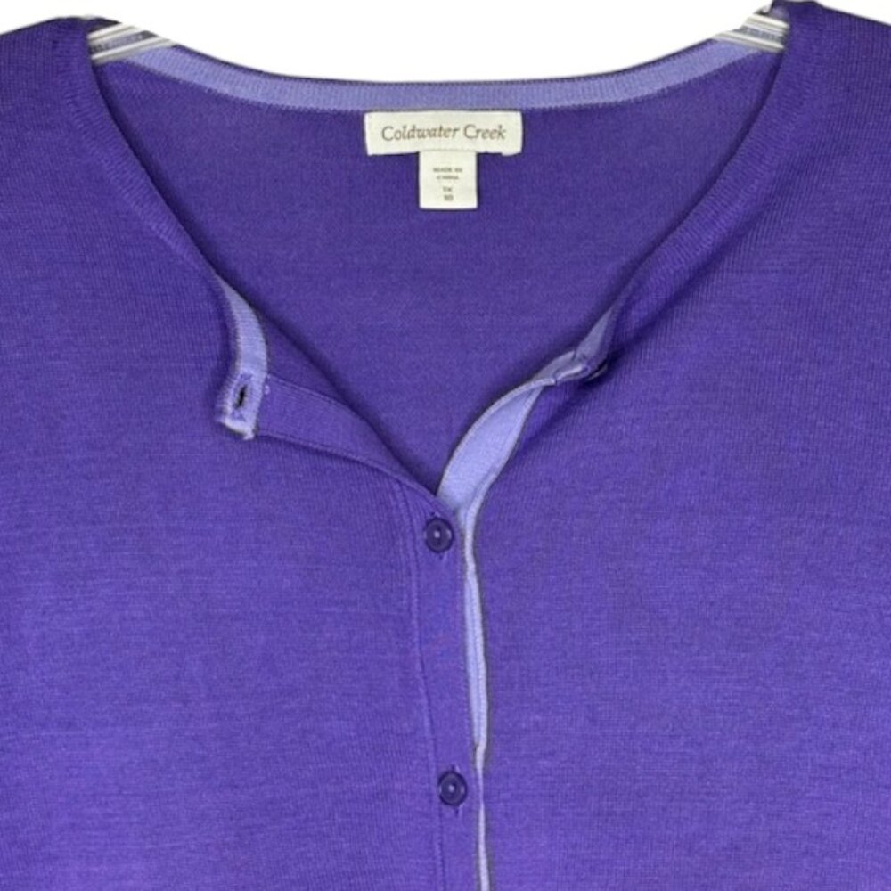 Coldwater Creek Silk/Cotton Cardigan - Purple/Lavender - 1X - Picture 3 of 9